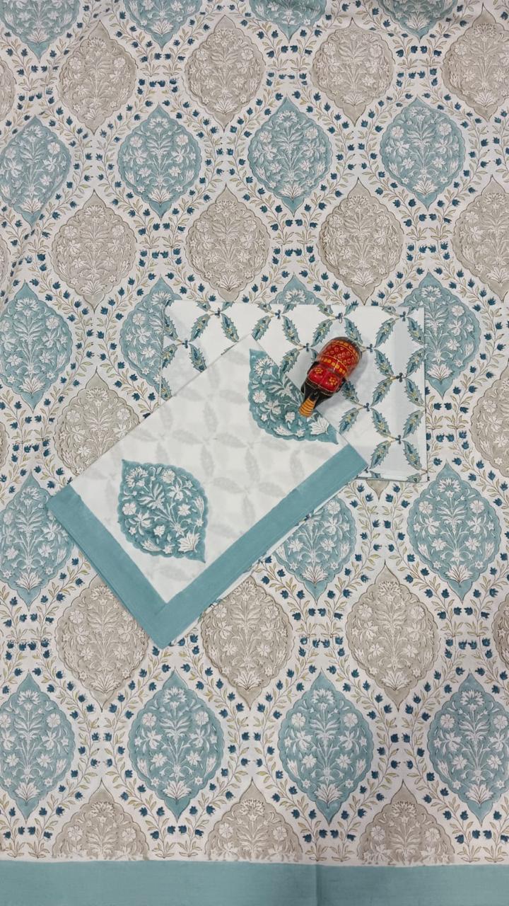 Vintage Orchard Bloom Handblock Printed Cotton Bedsheet