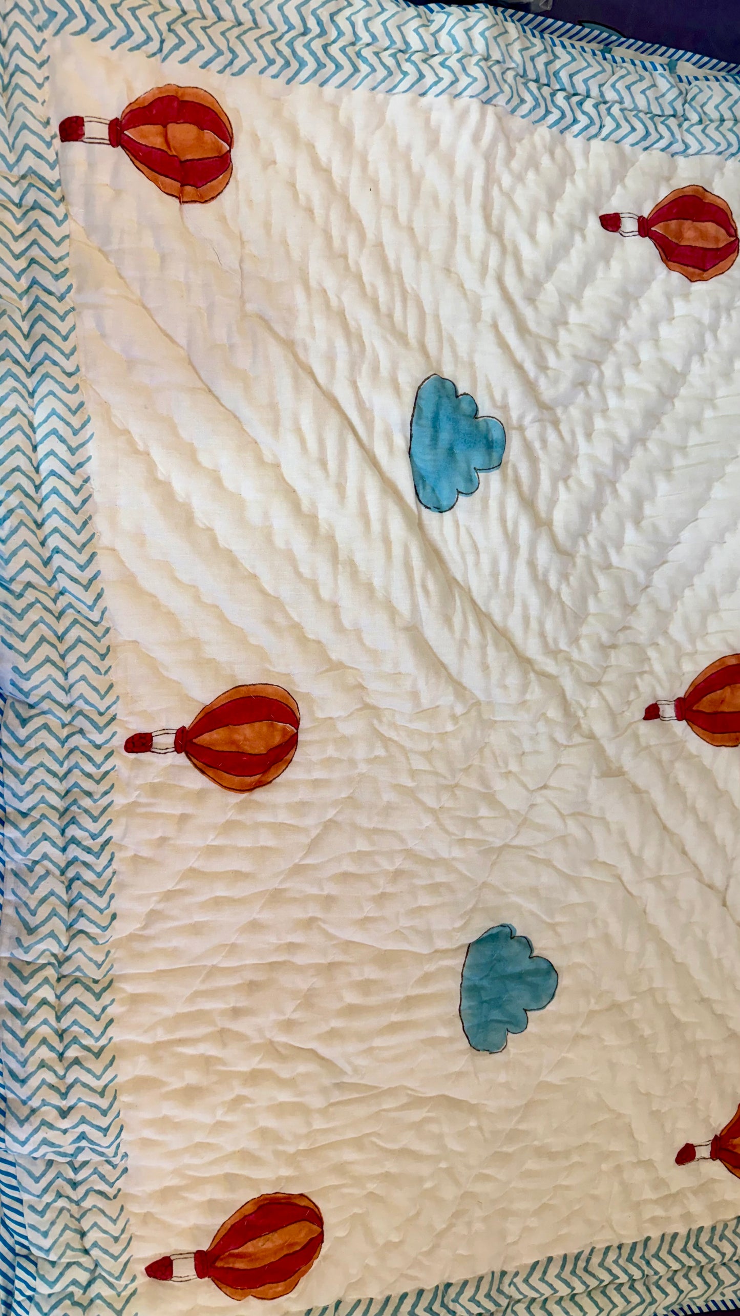 Sky Safari – Handblock Print Mul Mul Cotton Quilt