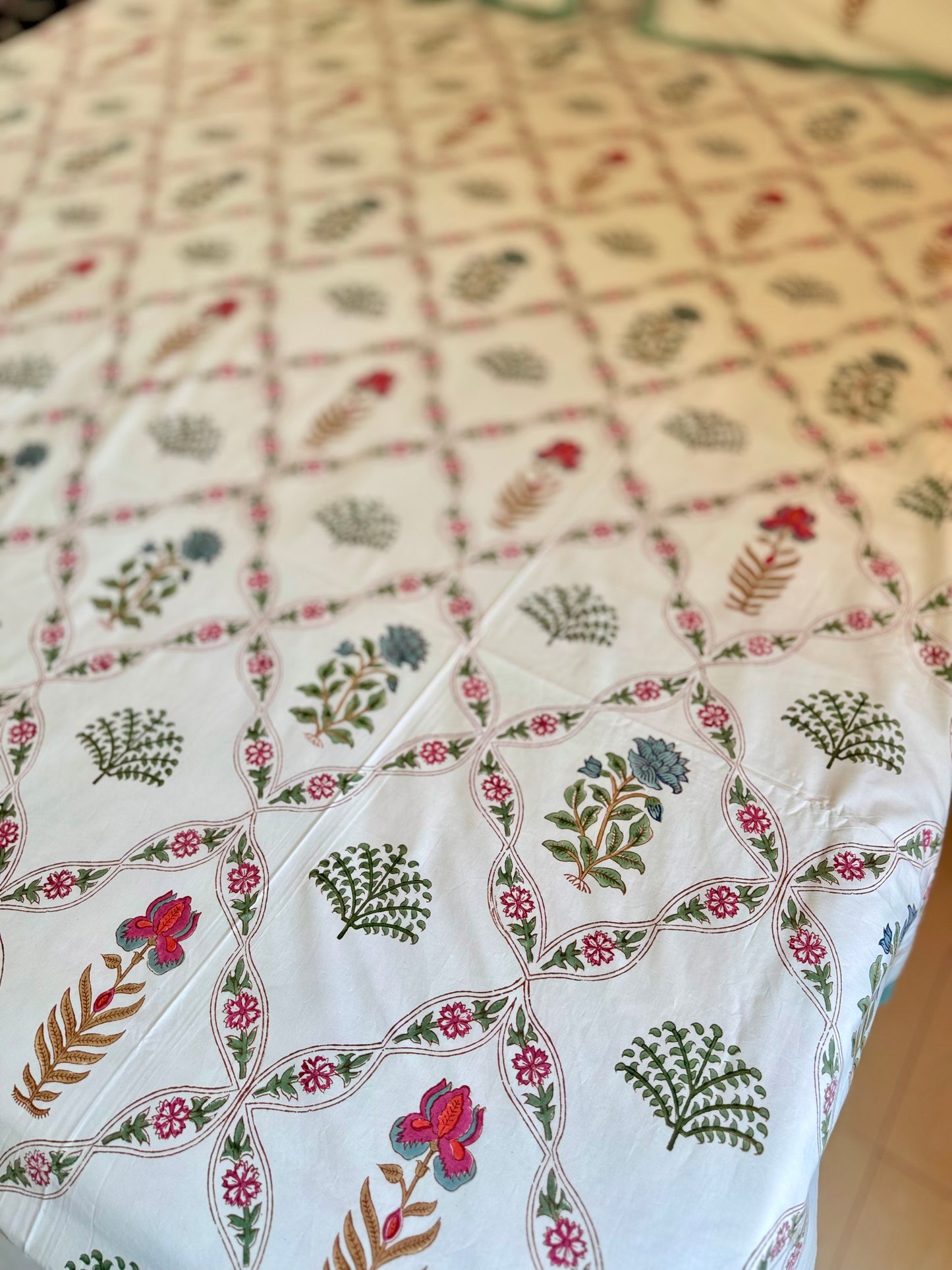Phool Jaal Handblock Printed Cotton Bedsheet