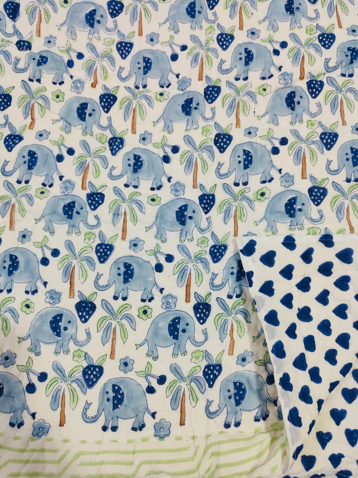 Blue Elephant – Handblock Print Mul Mul Cotton Dohar