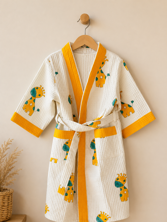 Kids yellow Giraffe Bathrobe