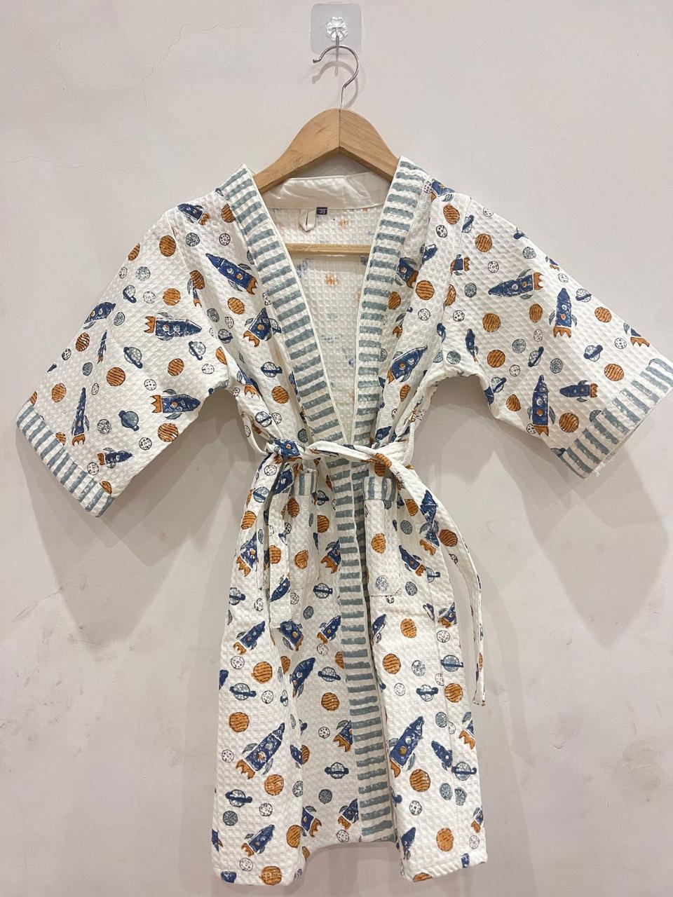 Kids Bathrobe Rocket Design