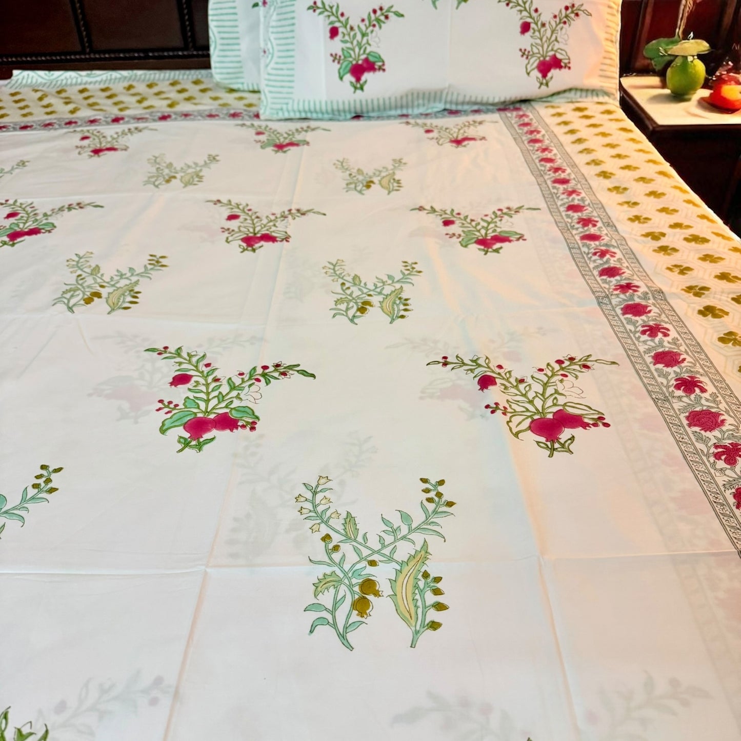 Gulbahar Buti Handblock Printed Cotton Bedsheet