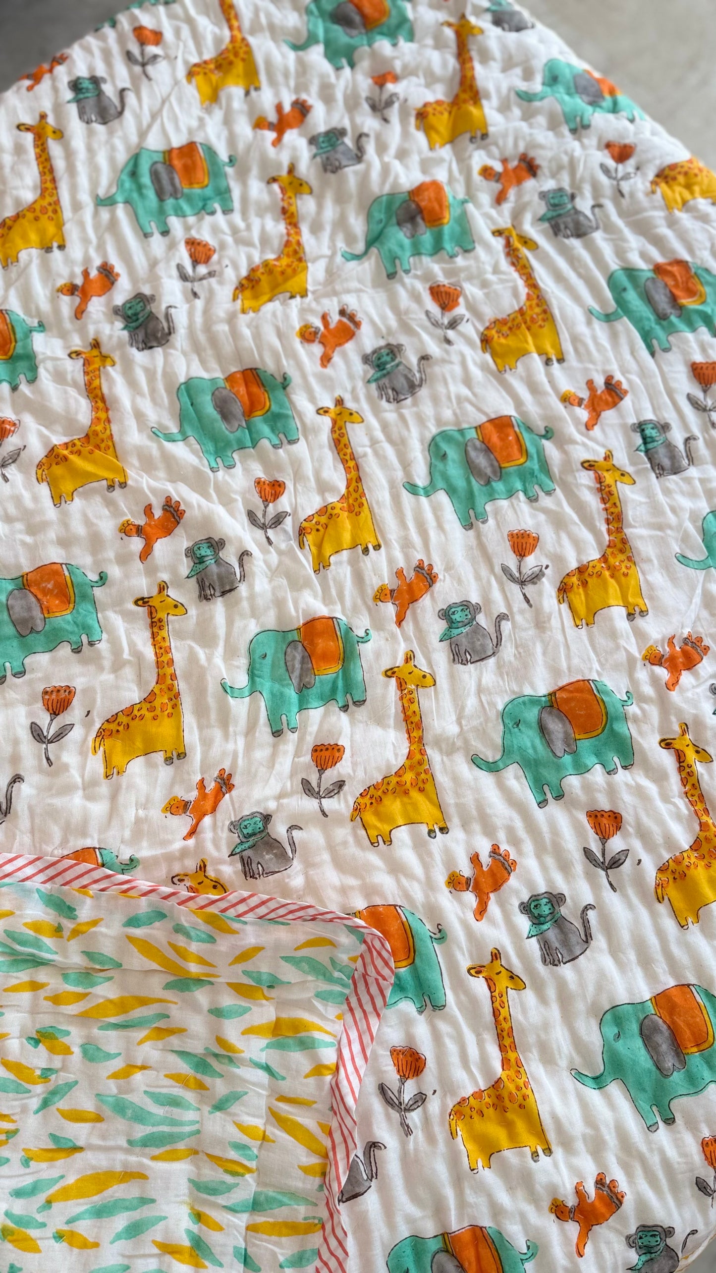 Wild wanderers- Handblock Print Mul Mul cotton Quilt