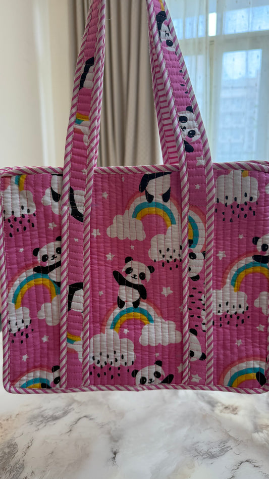 Pink Panda Mini Tote Bag