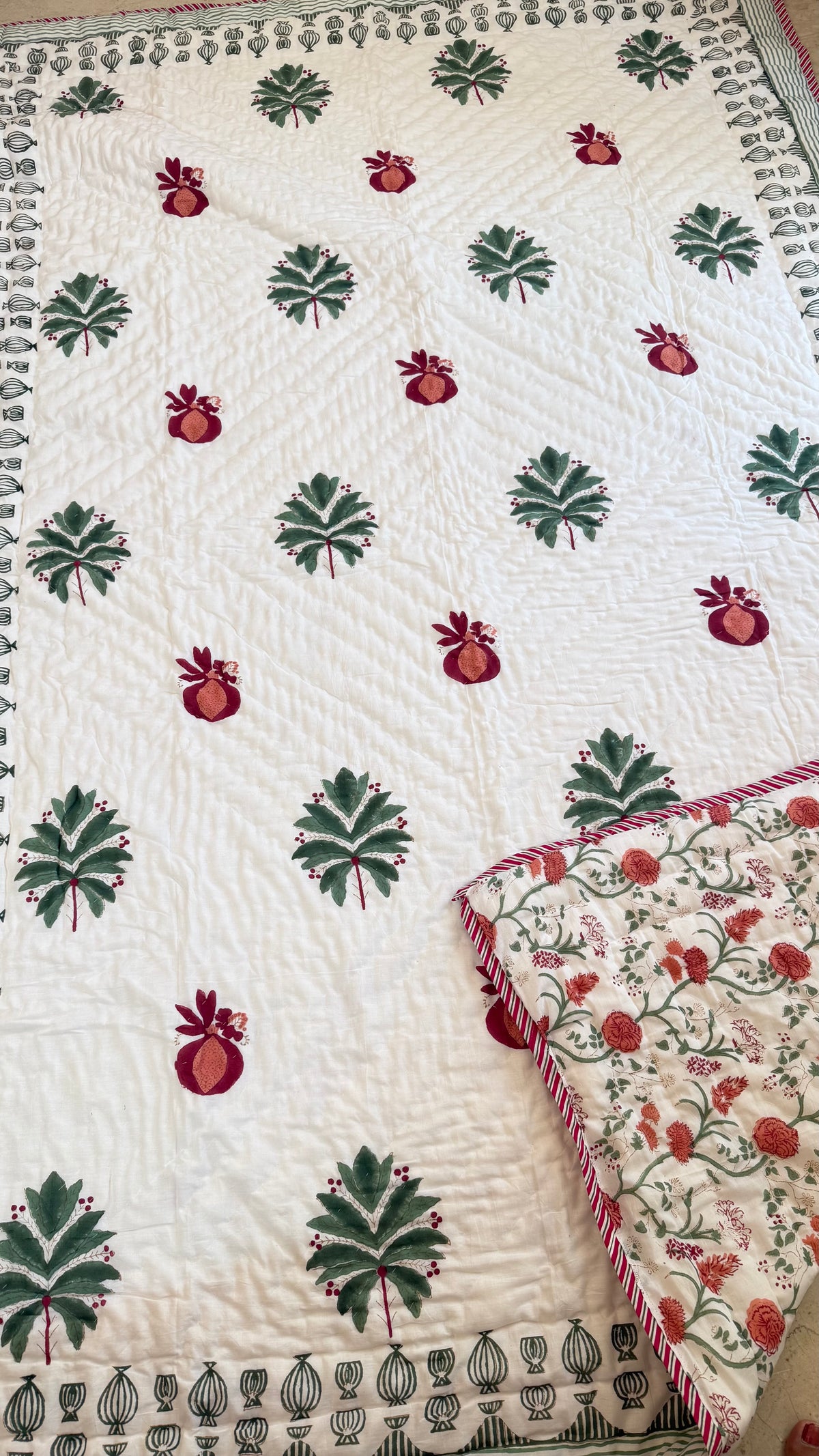 Anar Bagh Mul Mul Cotton Handblock Printed Quilt