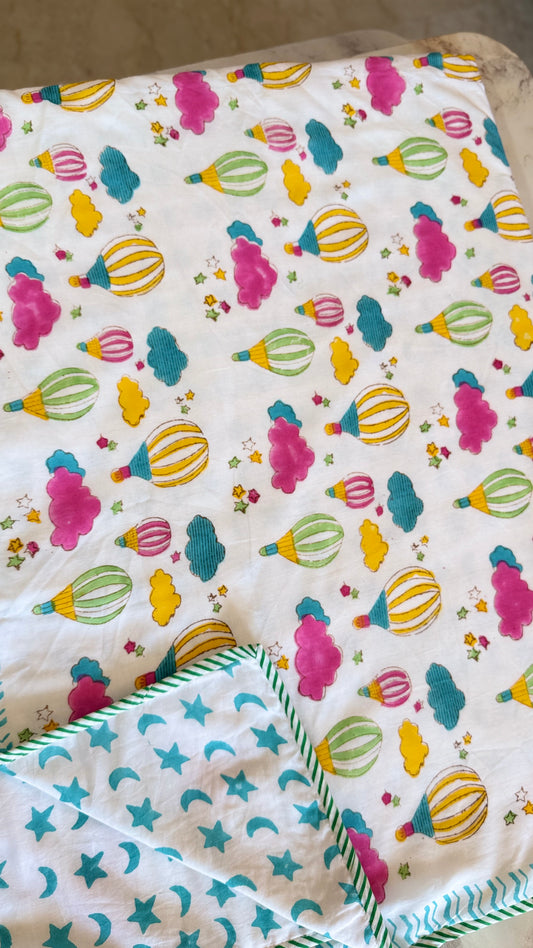 Balloon Dreams – Handblock Print Mul Mul Cotton Dohar
