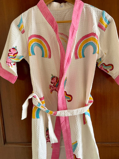 Kids Bathrobe Unicorn Rainbow