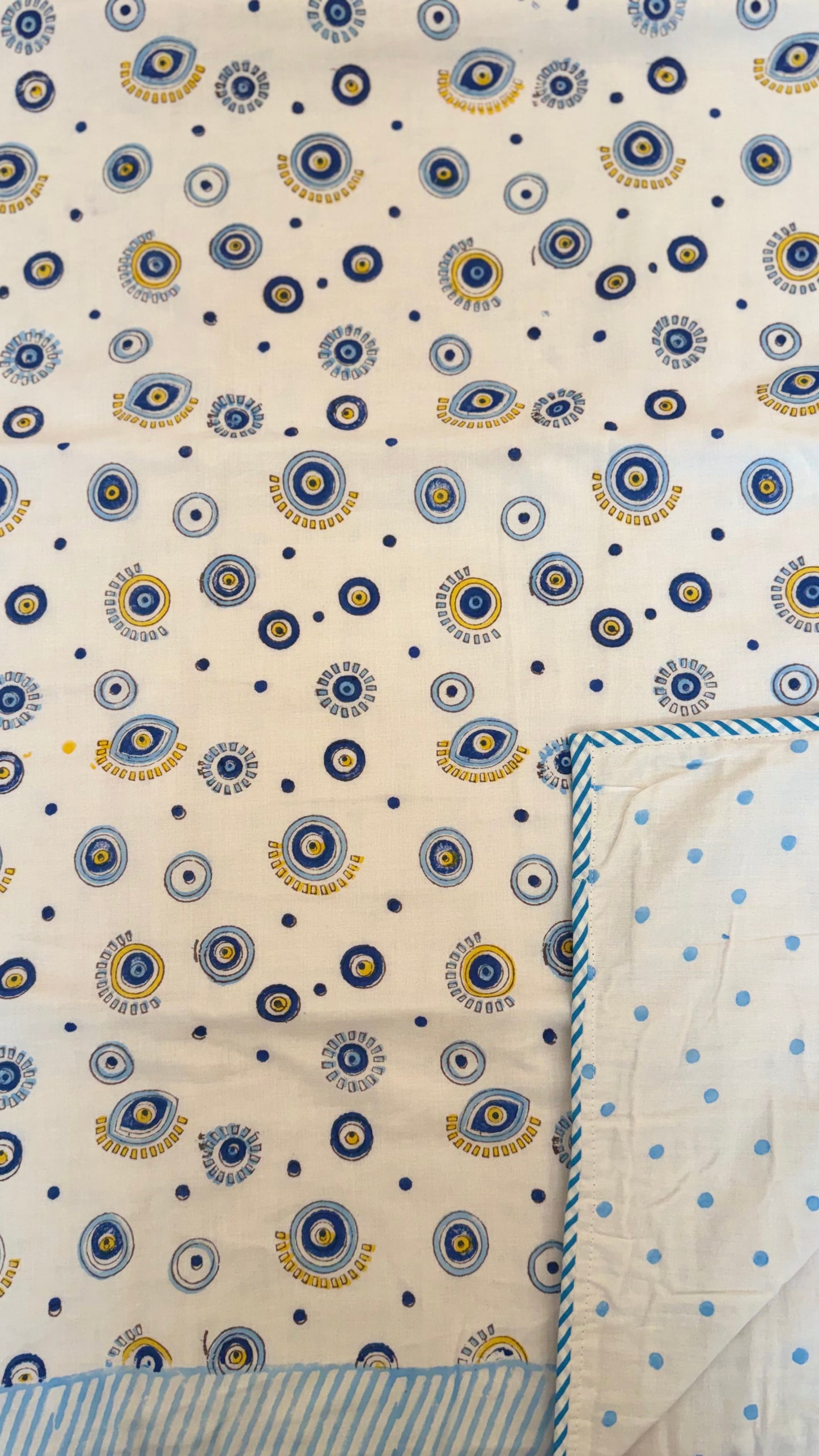 Evil eye Handblock Print Mul Mul Cotton Dohar
