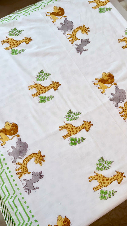 Jungle joy parade – Handblock Print Mul Mul Cotton Dohar