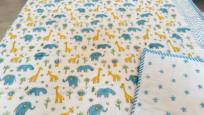 Safari Snuggles Handblock Print Mul Mul Cotton Dohar