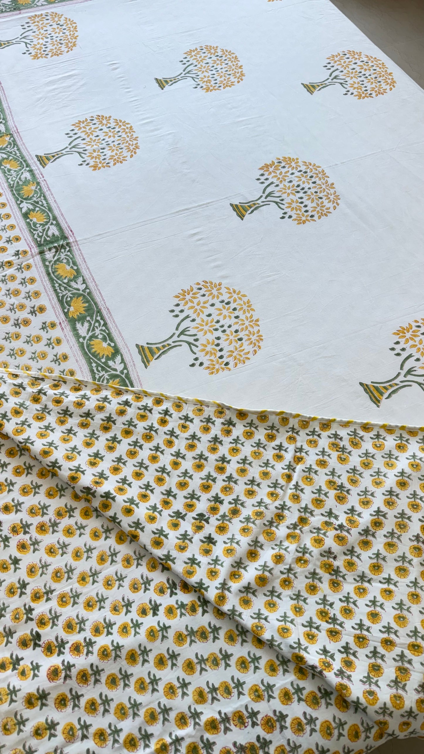 Sunflower Grove Handblock Print Mul Mul Cotton Dohar