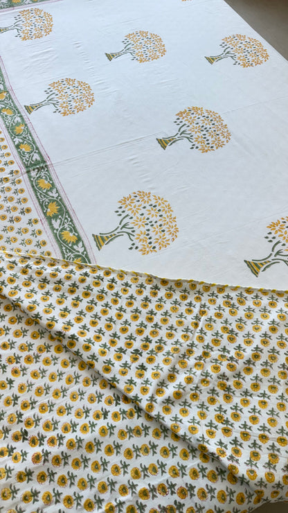 Sunflower Grove Handblock Print Mul Mul Cotton Dohar