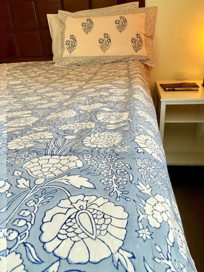 Neel Gulistan Handblock Printed Cotton Bedsheet