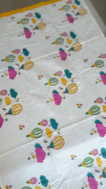 Kids Yellow Pink Balloon Adventures Towel