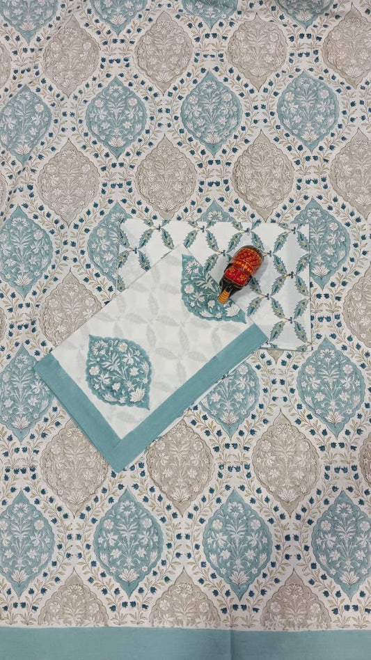 Vintage Orchard Bloom Handblock Printed Cotton Bedsheet