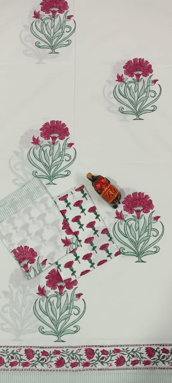 Bloom Buta Handblock Printed Cotton Bedsheet