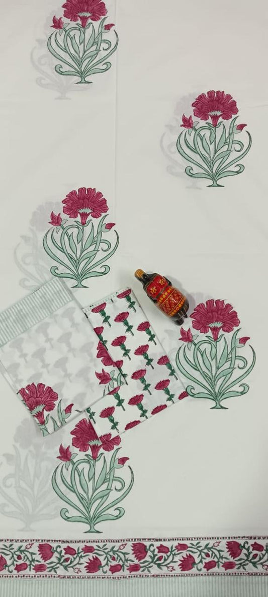 Bloom Buta Handblock Printed Cotton Bedsheet
