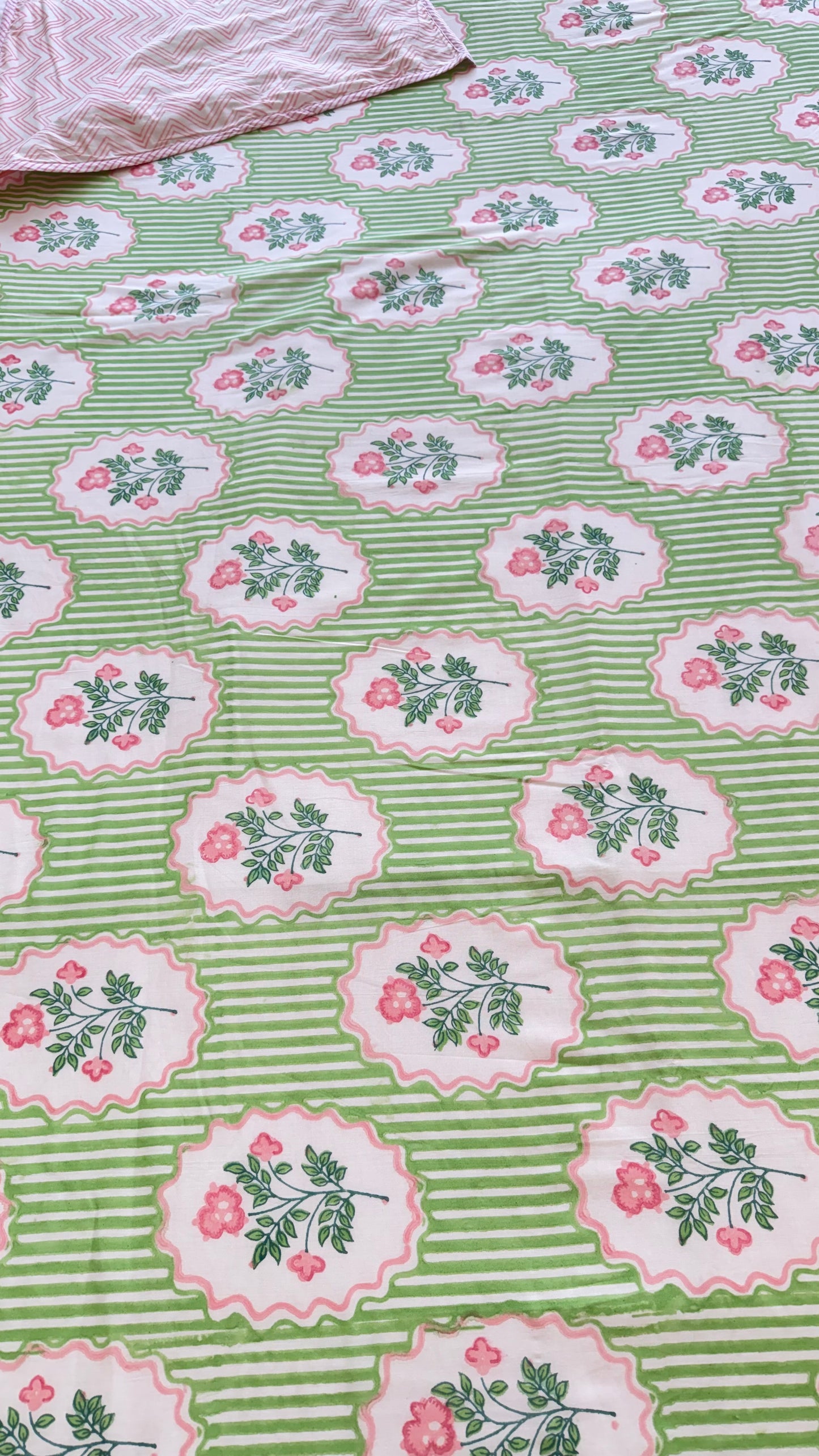 Rosé Trellis Handblock Print Mul Mul Cotton Dohar