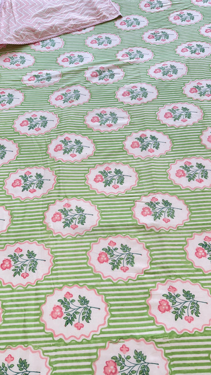 Rosé Trellis Handblock Print Mul Mul Cotton Dohar