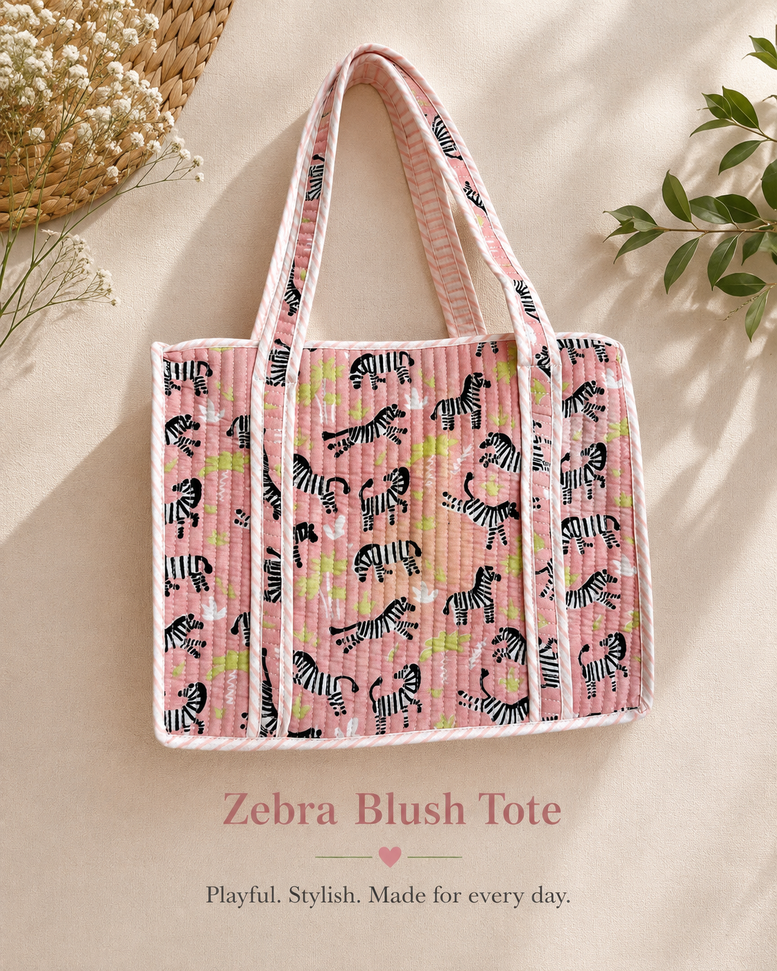 Zebra blush Mini tote bag