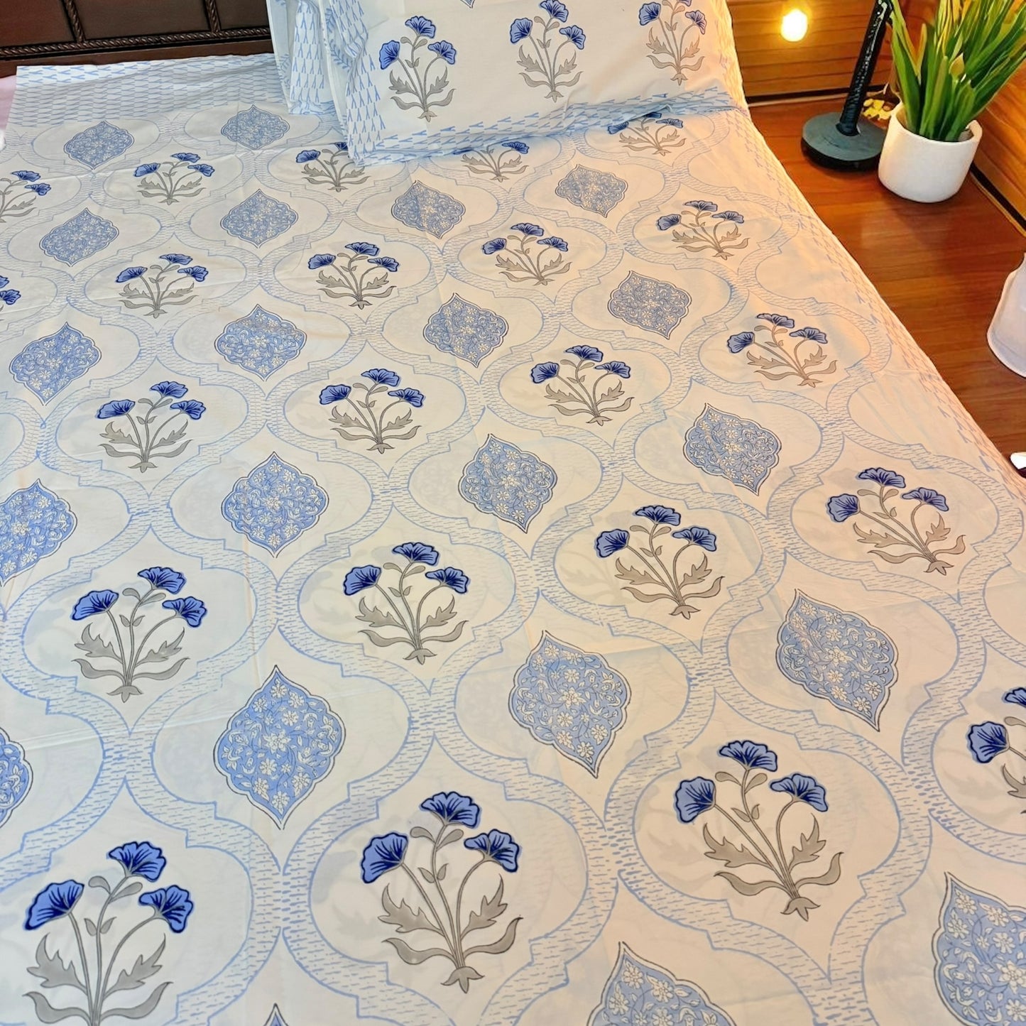 Neel Jharokha Handblock Printed Cotton Bedsheet