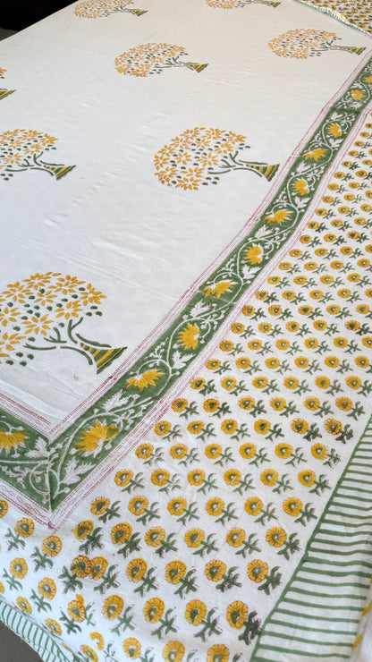 Sunflower Grove Handblock Print Mul Mul Cotton Dohar