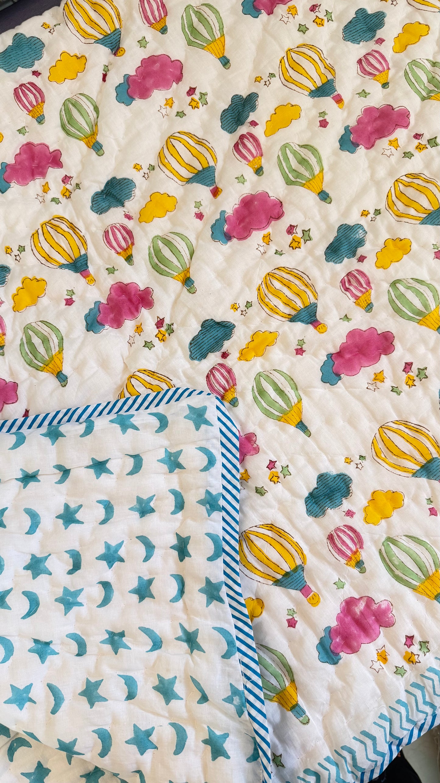 Balloon Dreams – Handblock Print Mul Mul Cotton Quilt