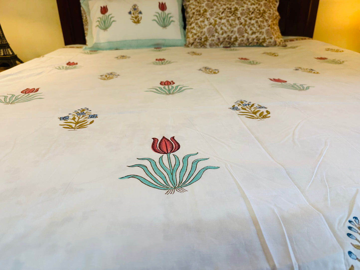 Tulip Garden Handblock Printed Bedsheet