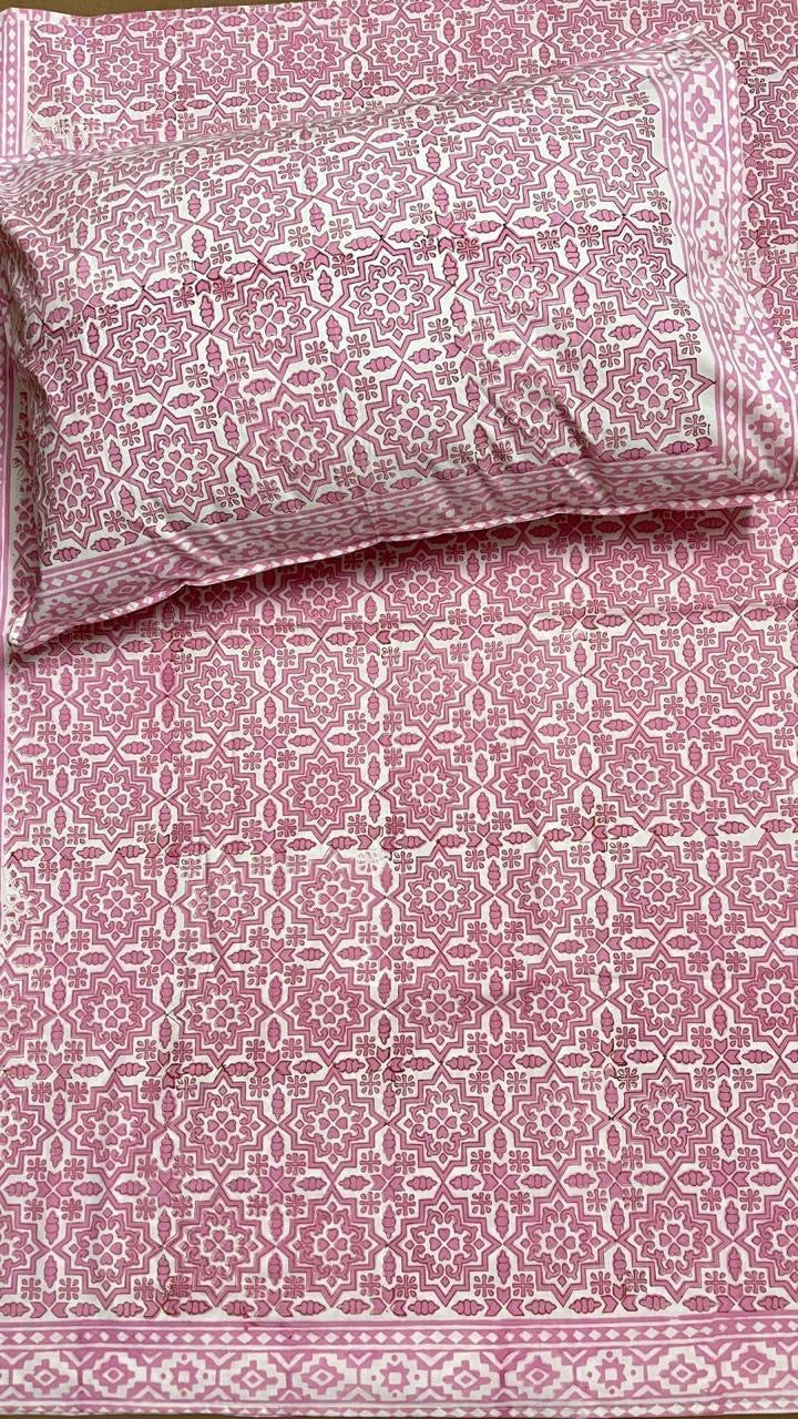 Rose Royale Handblock Printed Cotton Bedsheet