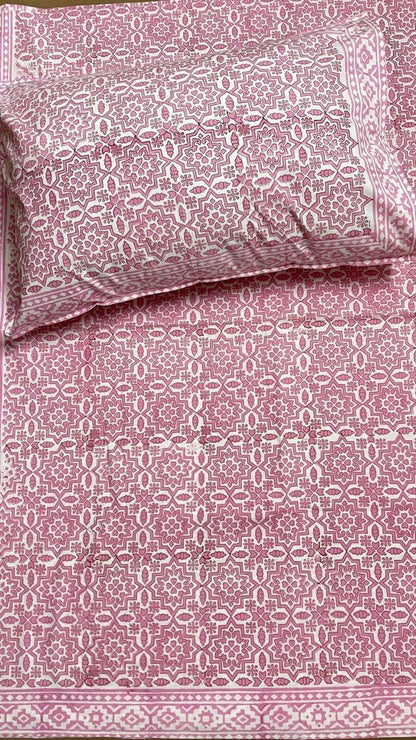 Rose Royale Handblock Printed Cotton Bedsheet