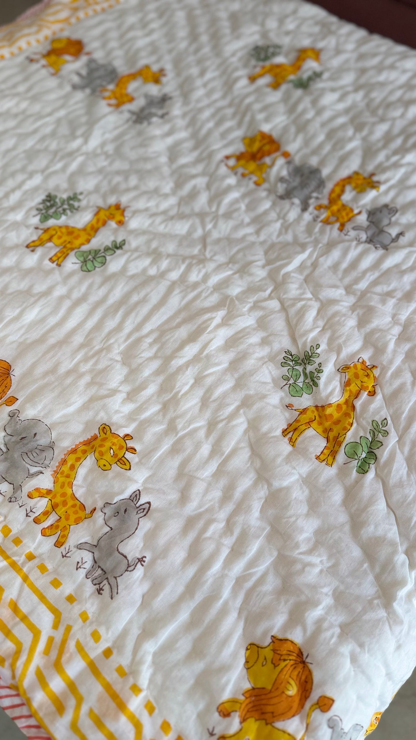 Little Lion March- Handblock Print Mul Mul cotton Quilt