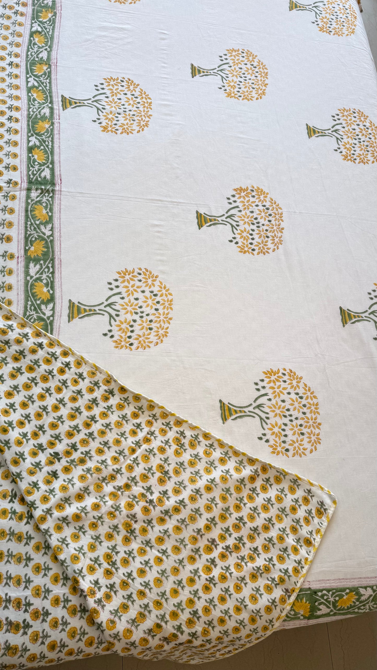 Sunflower Grove Handblock Print Mul Mul Cotton Dohar