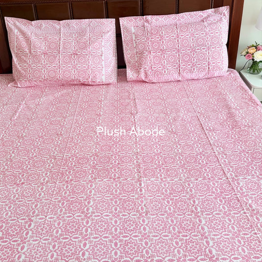 Rose Royale Handblock Printed Cotton Bedsheet