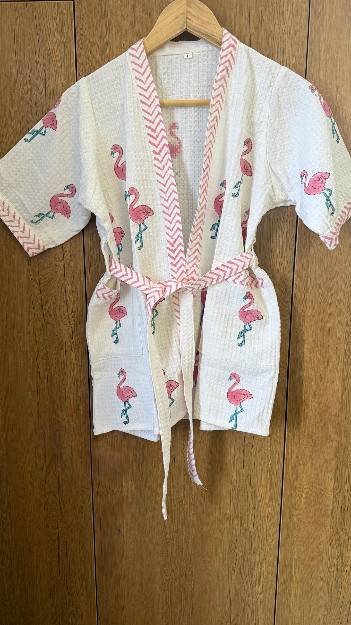 Kids Bathrobe Flamingo Design