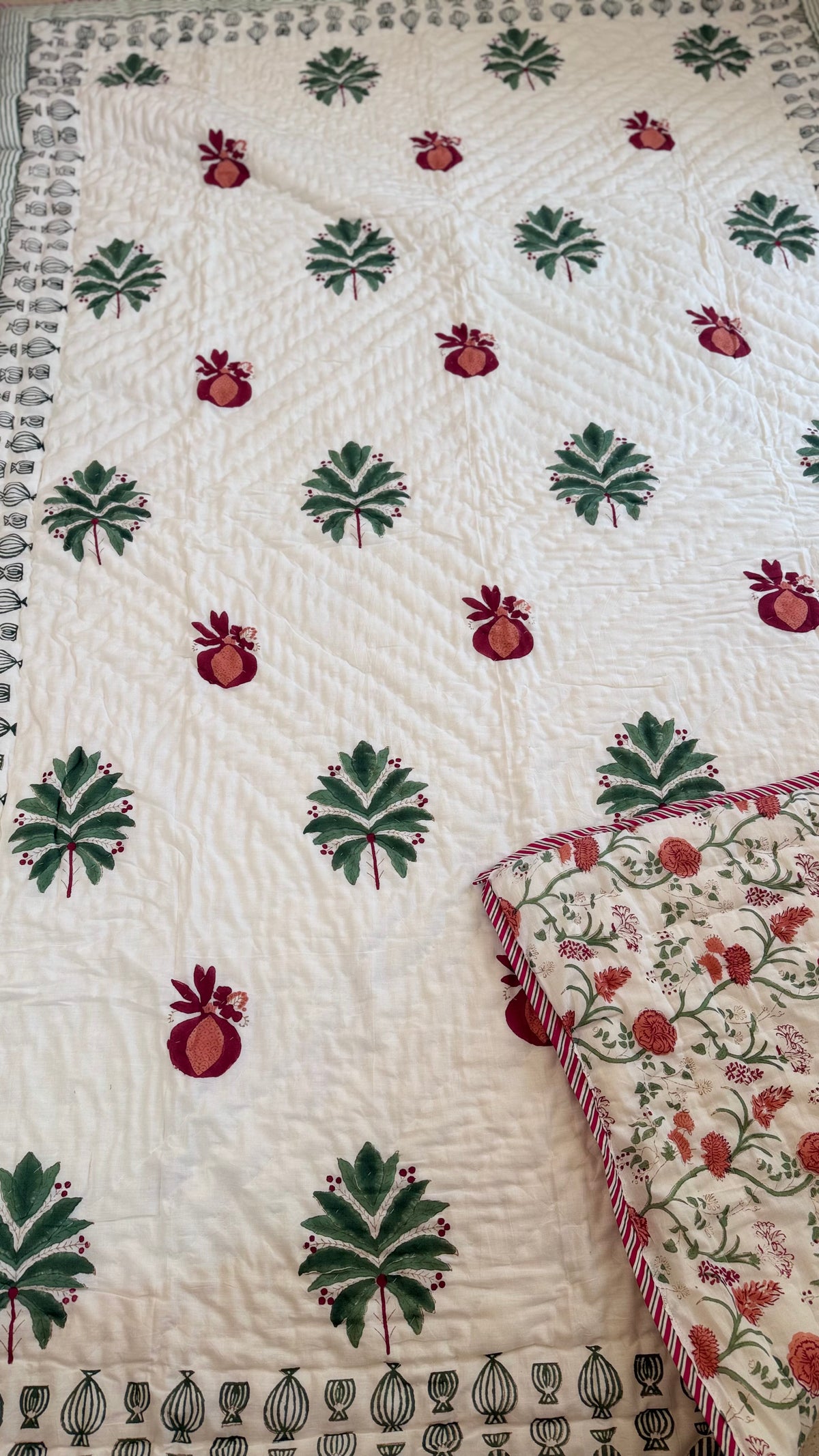 Anar Bagh Mul Mul Cotton Handblock Printed Quilt