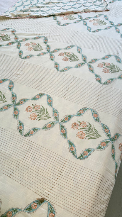 Spring Lattice Handblock Print Mul Mul Cotton Dohar
