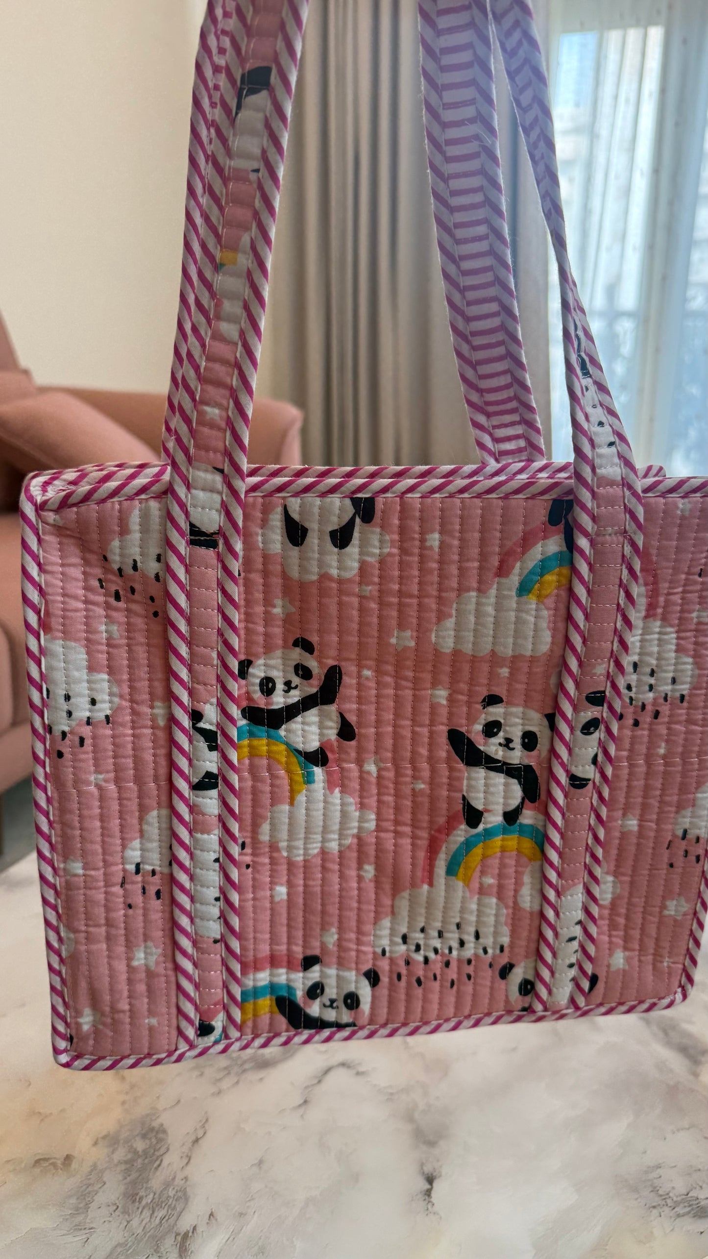 Peach Panda Mini Tote Bag