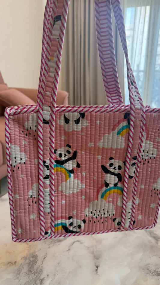 Peach Panda Mini Tote Bag