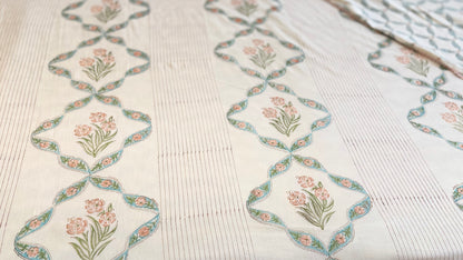 Spring Lattice Handblock Print Mul Mul Cotton Dohar