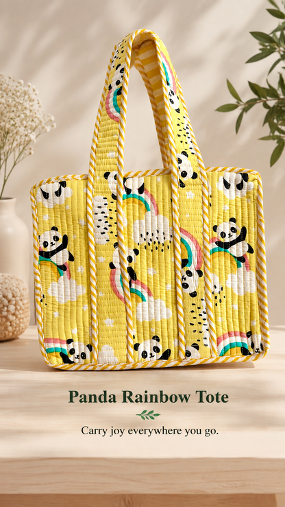 Panda rainbow Mini tote bag