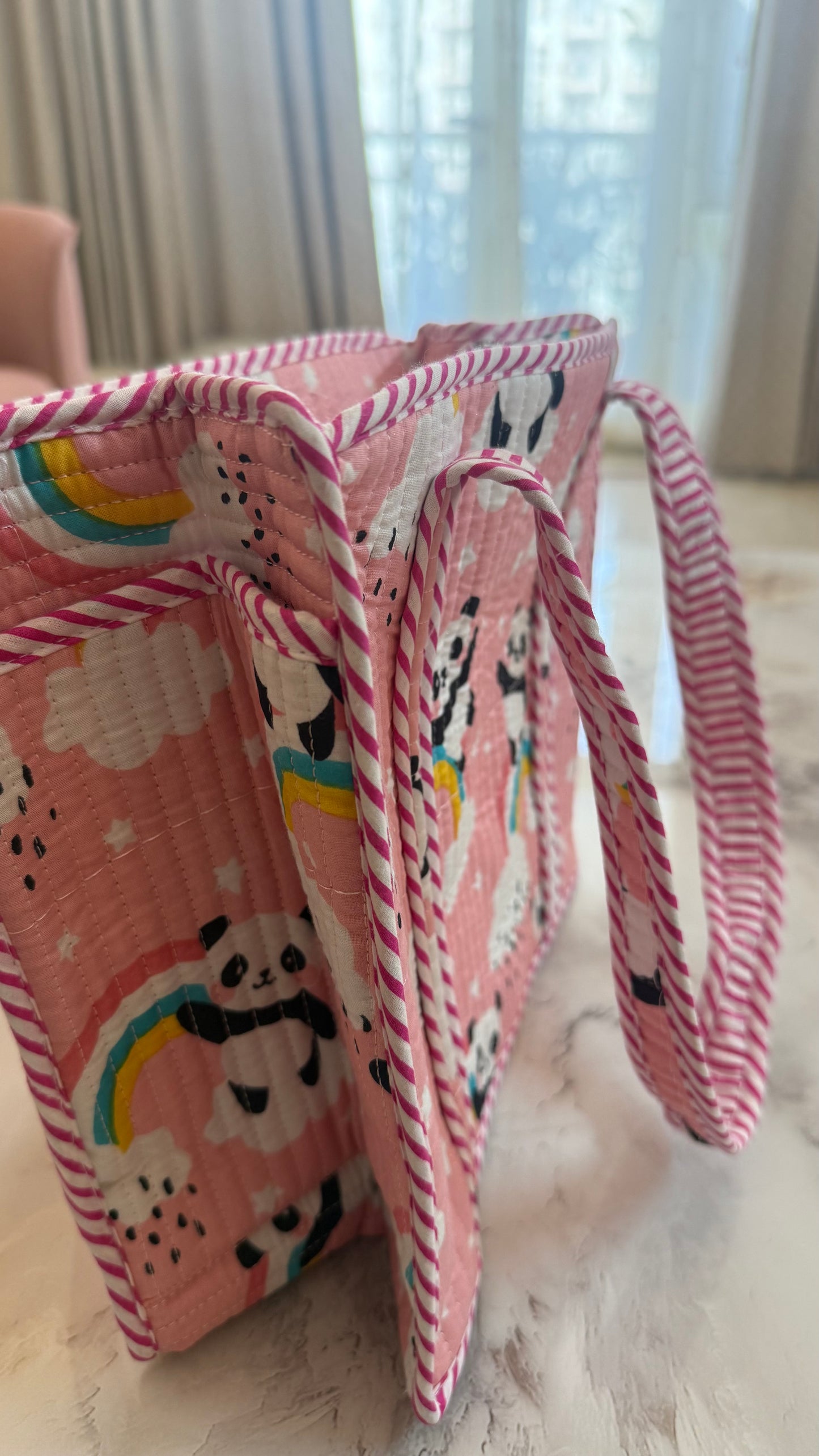 Peach Panda Mini Tote Bag