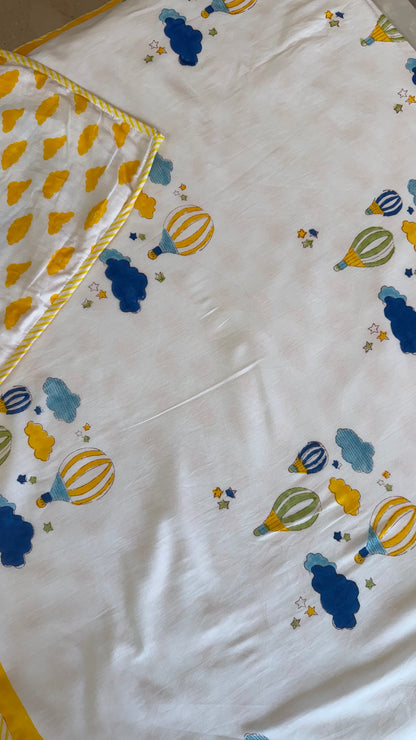Blue Balloon Adventures – Handblock Print Mul Mul Cotton Dohar (Copy)
