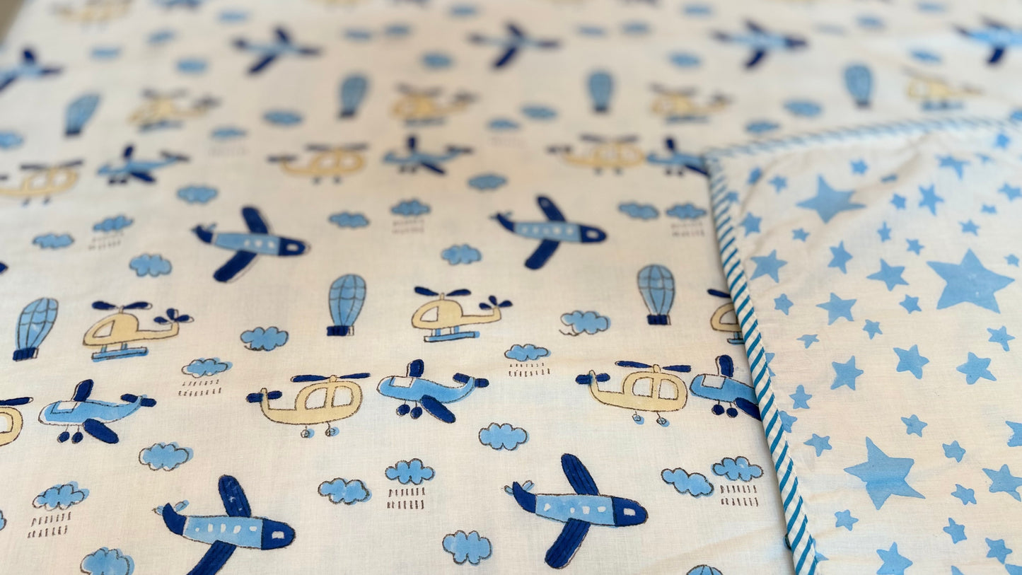 Sky Explorer Handblock Print Mul Mul Cotton Dohar