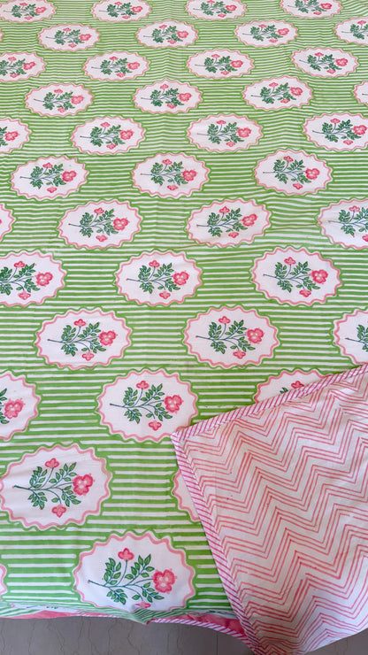 Rosé Trellis Handblock Print Mul Mul Cotton Dohar