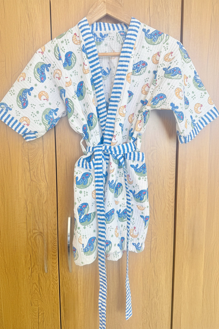 Kids Blue Whale bathrobes Design