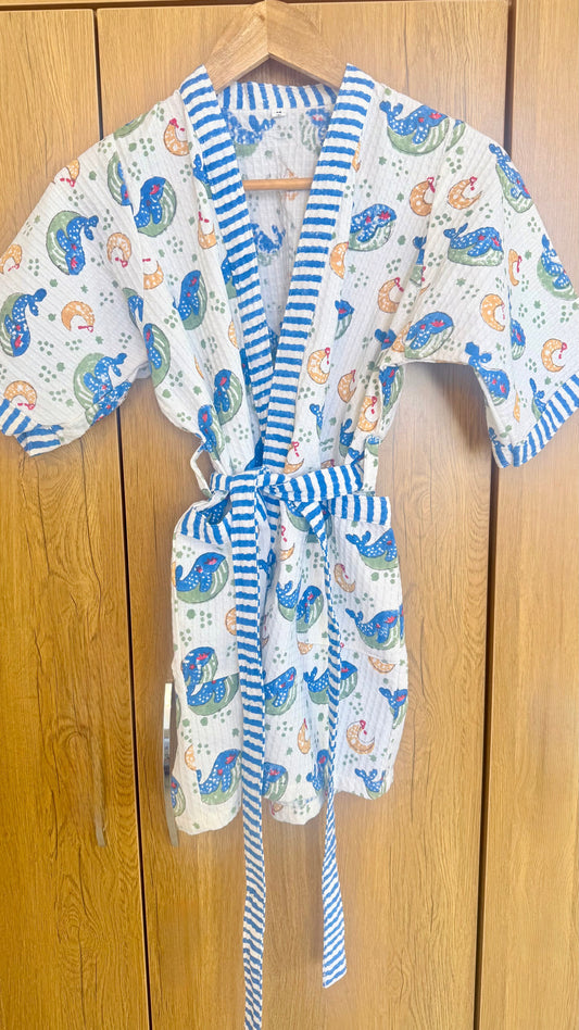 Kids Blue Whale bathrobes Design