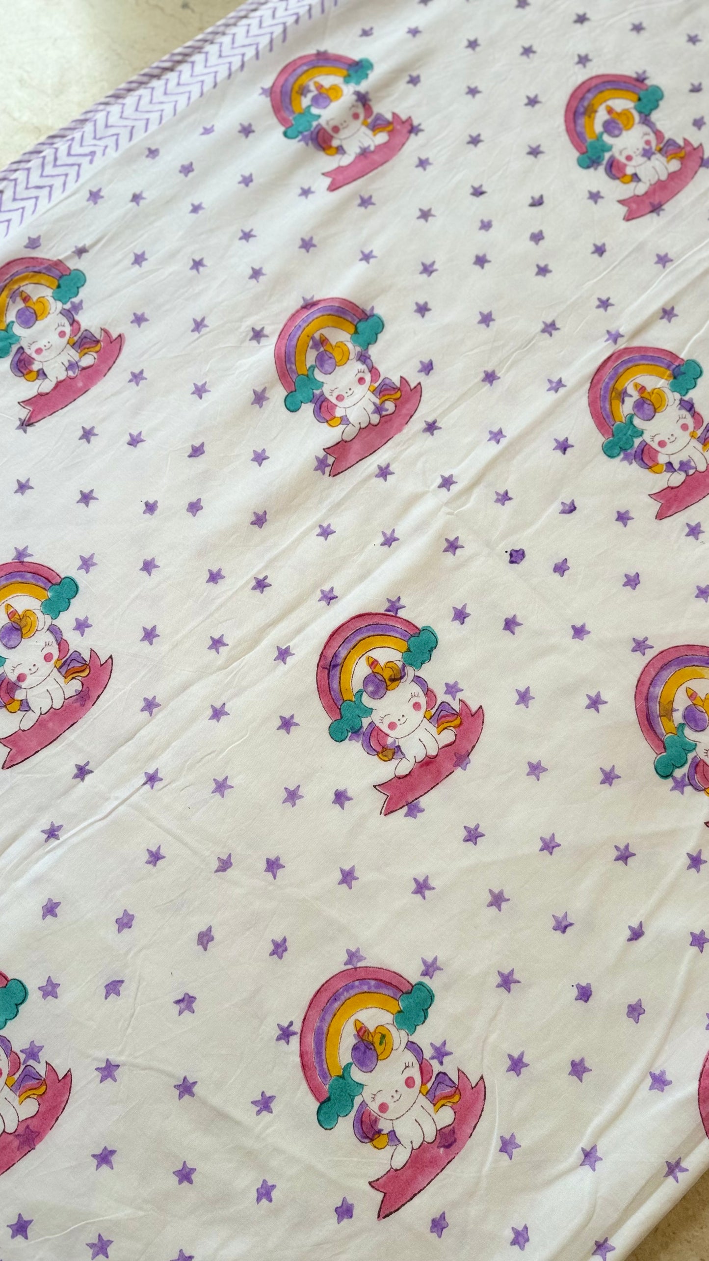 Unicorn stars – Handblock Print Mul Mul Cotton Dohar (Copy 2)