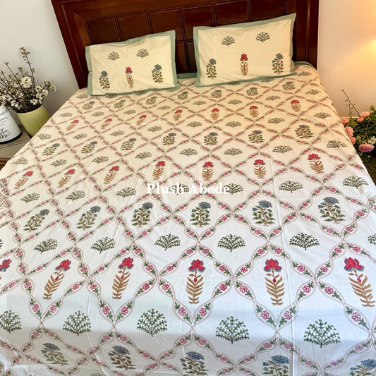 Phool Jaal Handblock Printed Cotton Bedsheet
