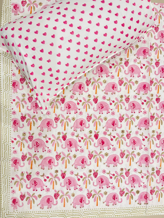 Kids Bedsheet Pink Elephant